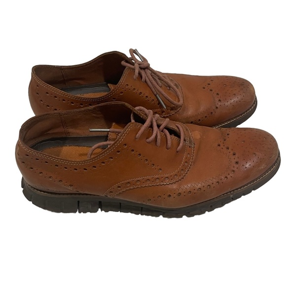 Cole Haan Zerogrand Wingtip Oxford Dress Shoe Sz 9.5 British Tan Java Brown - Picture 2 of 11